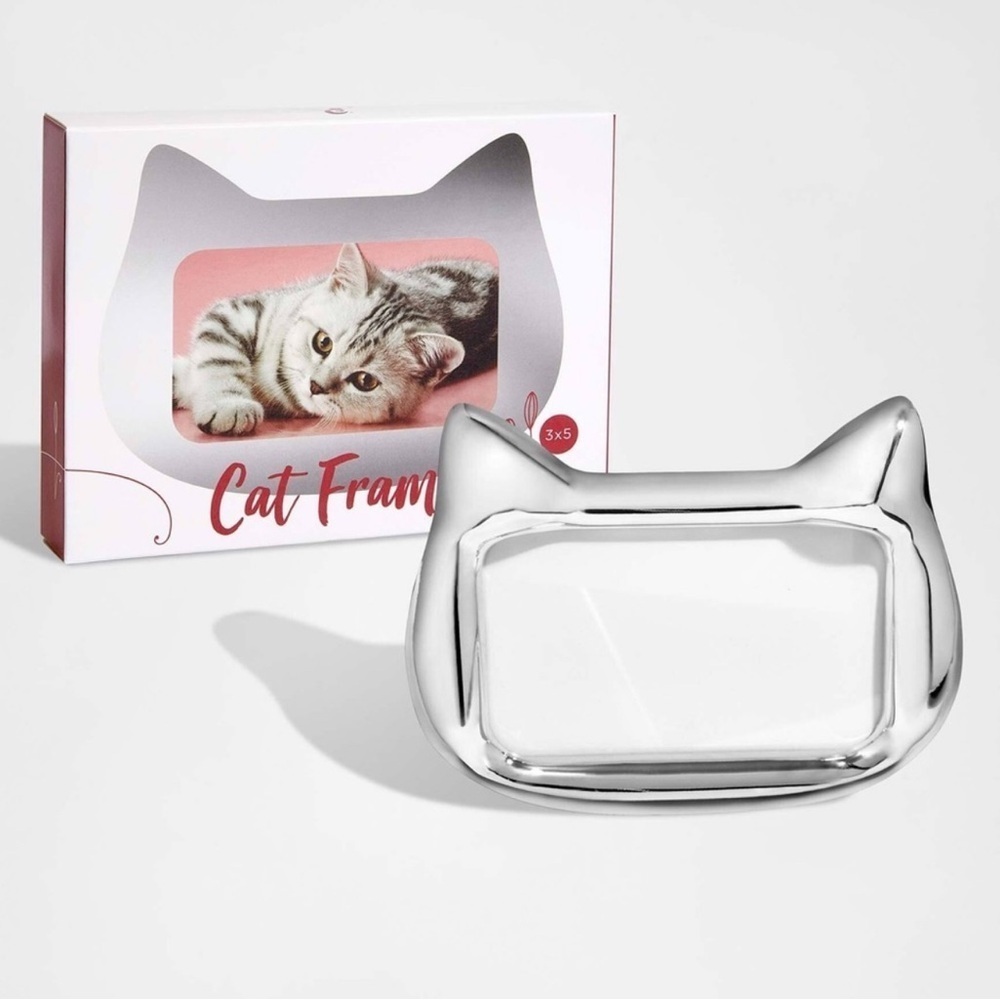 The Cat Lady -Cat Shaped Silver-Tone Photo Standing Picture Frame